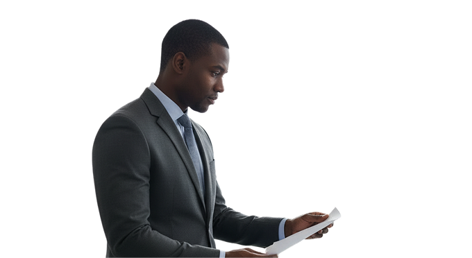 Finance manager reviewing a report